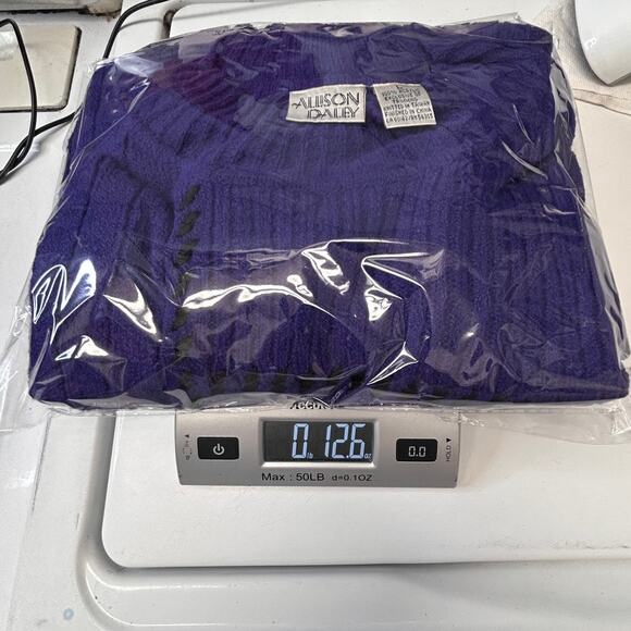 Allison Daley Women’s Long Sleeve Crew Neck Sweater, Purple, size L - Picture 7 of 7